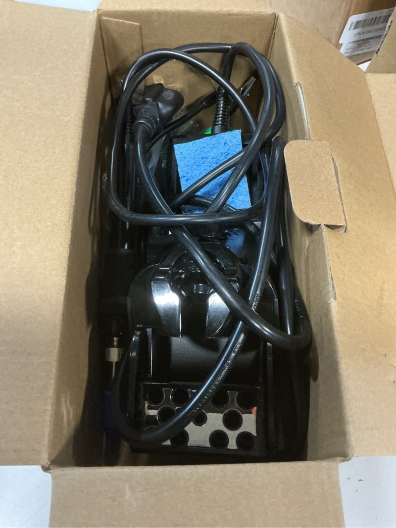 Condition photo showing As Is for yihua 926 iii 60w digital display soldering iron station kit w 2 helping hands, 6 extra iron tips, lead-free solder, solder sucker, s/s tweezers, °c/ºf conversion, auto sleep & calibration support black