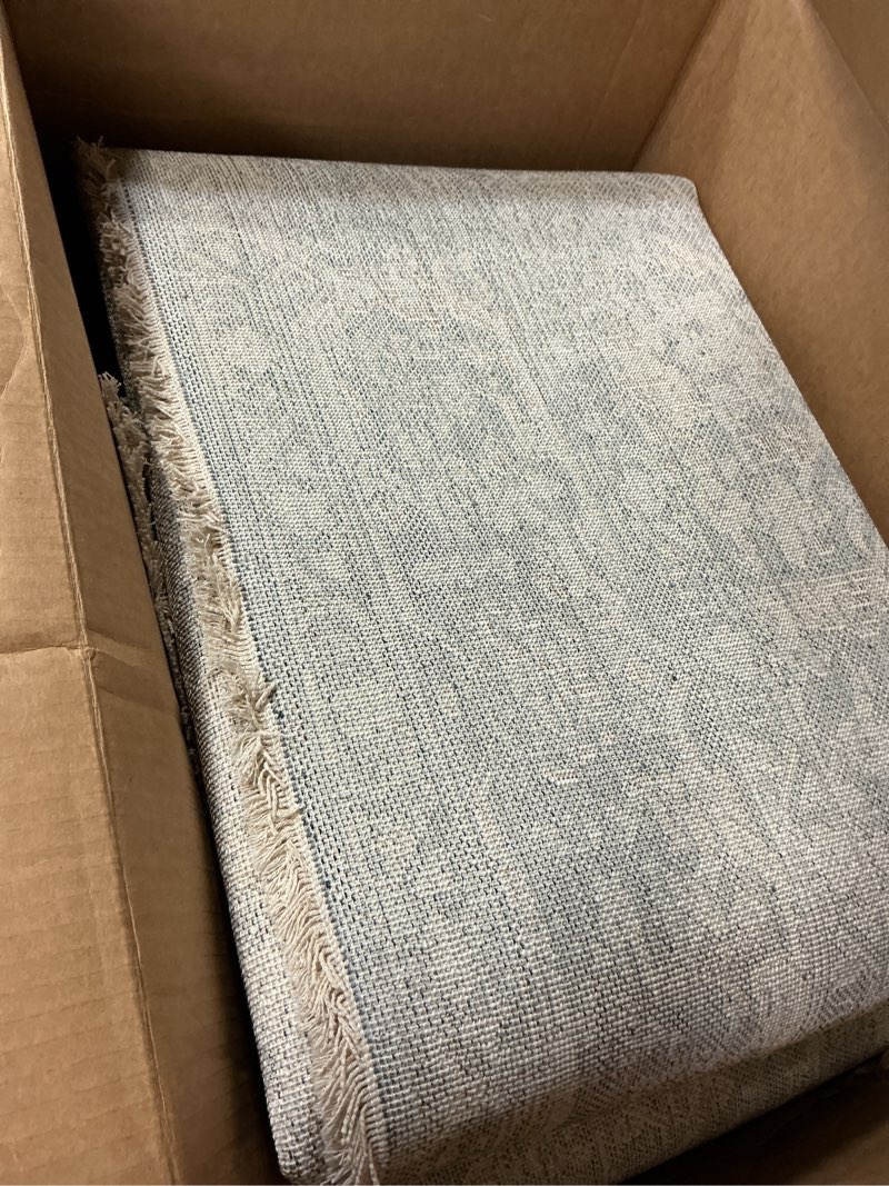 Condition photo showing As Is for loloi angela rose blake collection bla-03 denim/taupe 7'-10" x 10'-2", .25" pile height, fringe, area rug denim / taupe 7'10" x 10'2" (rectangular)
