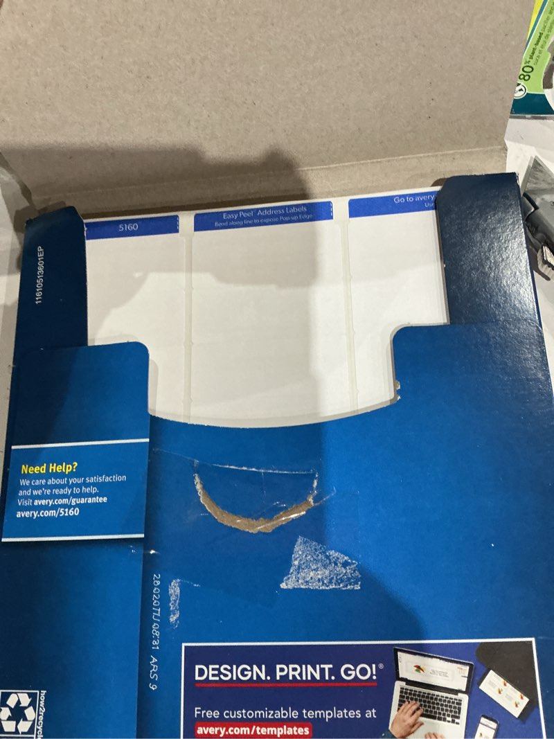 Condition photo showing Good Condition for avery address labels, white, 1" h x 2-5/8" w, laser, 3,000 labels (05136) 2.494 lb