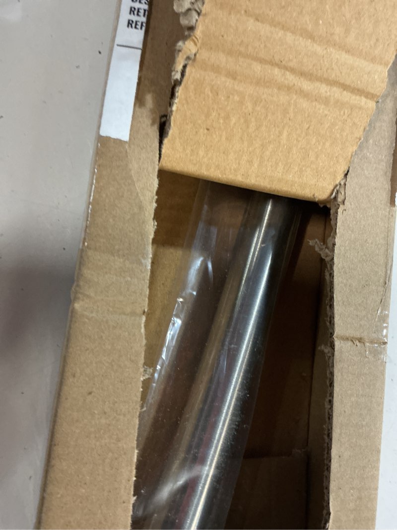 Condition photo showing New/Like New for adjustable curved shower rod, 42-72 inches extra wide shower curtain rod, rust proof, premium stainless steel, curved shower curtain rod for bathroom, need to drill, silver nickel 42-72 inches