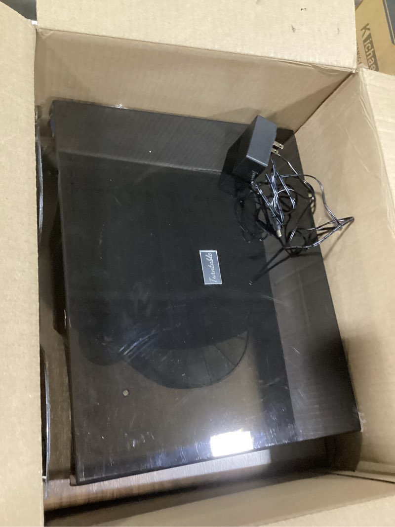 Condition photo showing As Is for Record Player Turntable for Vinyl Records Built-in 4 Stereo Speakers All in 1 Vinyl Player Belt Drive Turn Table MM Cartridge ATN-3600L Stylus 33 45 Speed BT Wireless High Fidelity Classic Brown