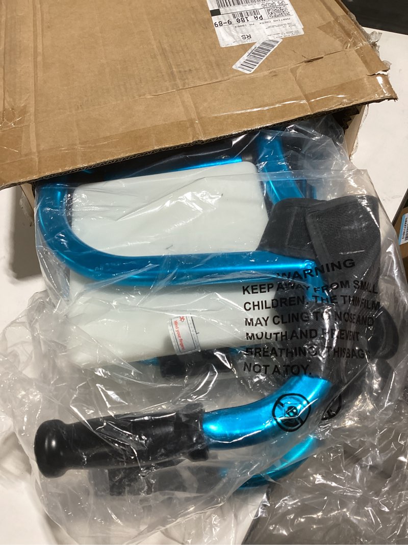 Condition photo showing Good Condition for Narrow Walkers for Seniors with Seat, Lightweight Folding Space Saver Mobility Rolling Walker,Height Adjustable Standard Walker with Aluminum Frame, 5-inch Wheels, Compact Travel Walker (Blue)