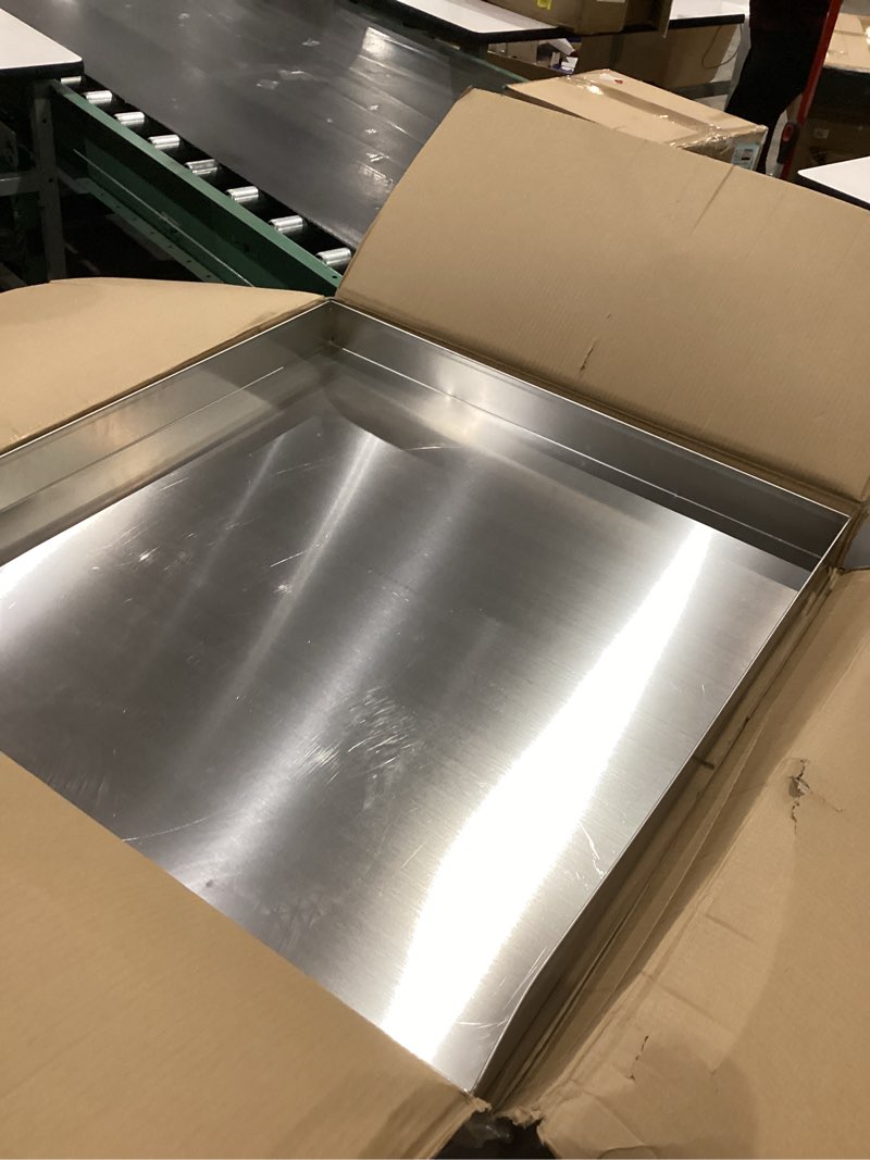 Condition photo showing Good Condition for Upgraded 30" x 28"×2.5" 304 Stainless Steel Washing Machine Drip Pan,Heavy Duty Washer Drip Tray with Anti-slip Bottom Pad-Free with this Multi-Purpose Washer Drip Pan 30"x28"×2.5"