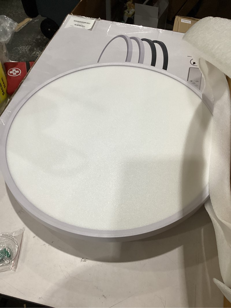 Condition photo showing Good Condition for 1pack 24 inch remote control dimmable large led flush mount ceiling light, 50w ceiling lights,2700k-6000k selectable 4980lm,super slim light fixture for bedroom kitchen office(white) remote control-24in-1pack white