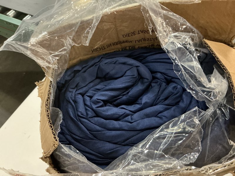 Condition photo showing Good Condition for JOLLYVOGUE Navy Blue King Comforter Set, 3 Pieces Seersucker Comforters King Size, Lightweight & Fluffy Bedding Sets King for All Season with 1 Ruffle Comforter and 2 Ruffle Pillowshams King Navy Blue