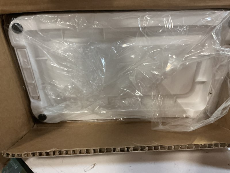 Condition photo showing Good Condition for wanwanka bathroom trash can with lid,slim 6 gallon commercial lagre trash bin, tall skinny waste bin with press top lid, narrow garbage can for kitchen,living room,ofice,laundary room,bedroom white