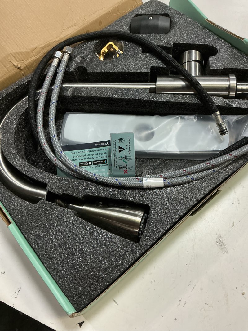 Condition photo showing Good Condition for forious kitchen faucets with pull down sprayer, brushed nickel, high arc single handle classic stainless steel sink faucet 1 or 3 hole, suitable for farmhouse camper laundry rv bar stainless steel classic