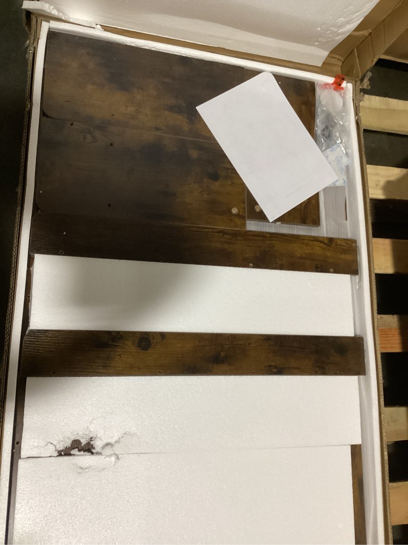 Condition photo showing Good Condition for 2-tier washer dryer countertop, washer and dryer countertop with shelf 54" w x 27.5" d laundry countertop over washer and dryer 20" h guard with non-slip pads large space for folding clothes rustic rustic brown 2-tier 54"wx27.5"dx20"h