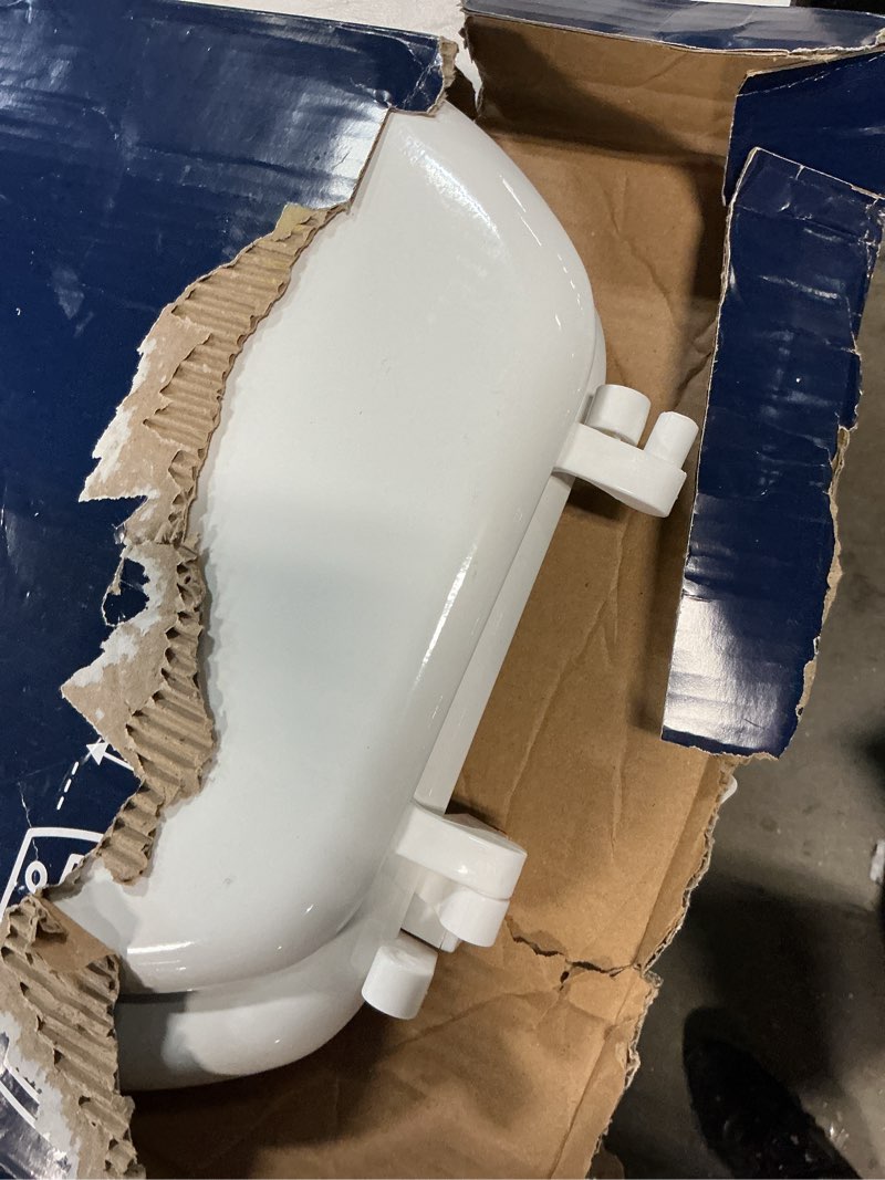 Condition photo showing As Is for project source wood white round toilet seat