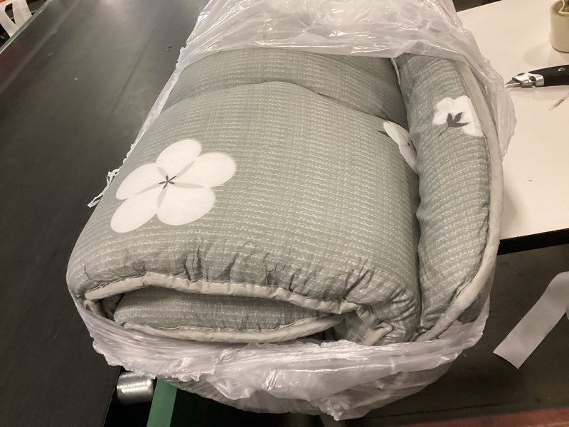 Condition photo showing As Is for Japanese Floor Mattress, Futon Mattress with Portable Storage Bag and Washable Cover, Roll Up Thick Tatami Mattress Suitable for Camping, Guest Room, Grey Cotton, Twin Twin Grey Cotton