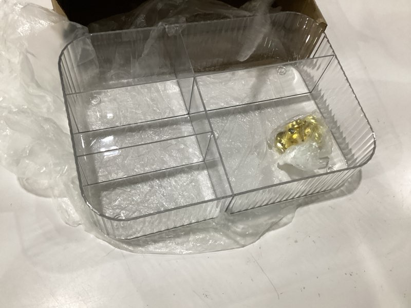 Condition photo showing Good Condition for dasiton makeup organizer countertop for vanity, 5 slots makeup brush holder organizer, vintage makeup perfume tray cosmetic and skincare organizers for bedroom bathroom counter, desk storage (clear)