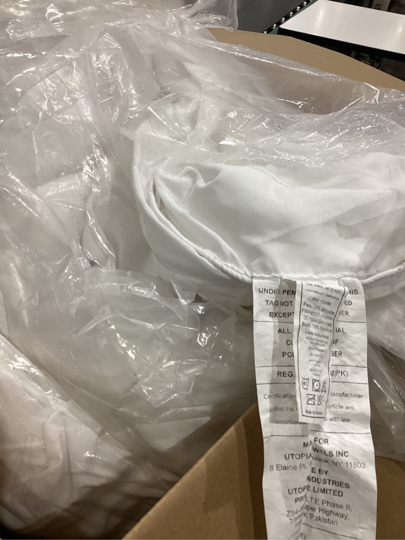 Condition photo showing As Is for utopia bedding comforter duvet insert, quilted comforter with corner tabs, box stitched down alternative comforters california king size (white) california king (pack of 1) white
