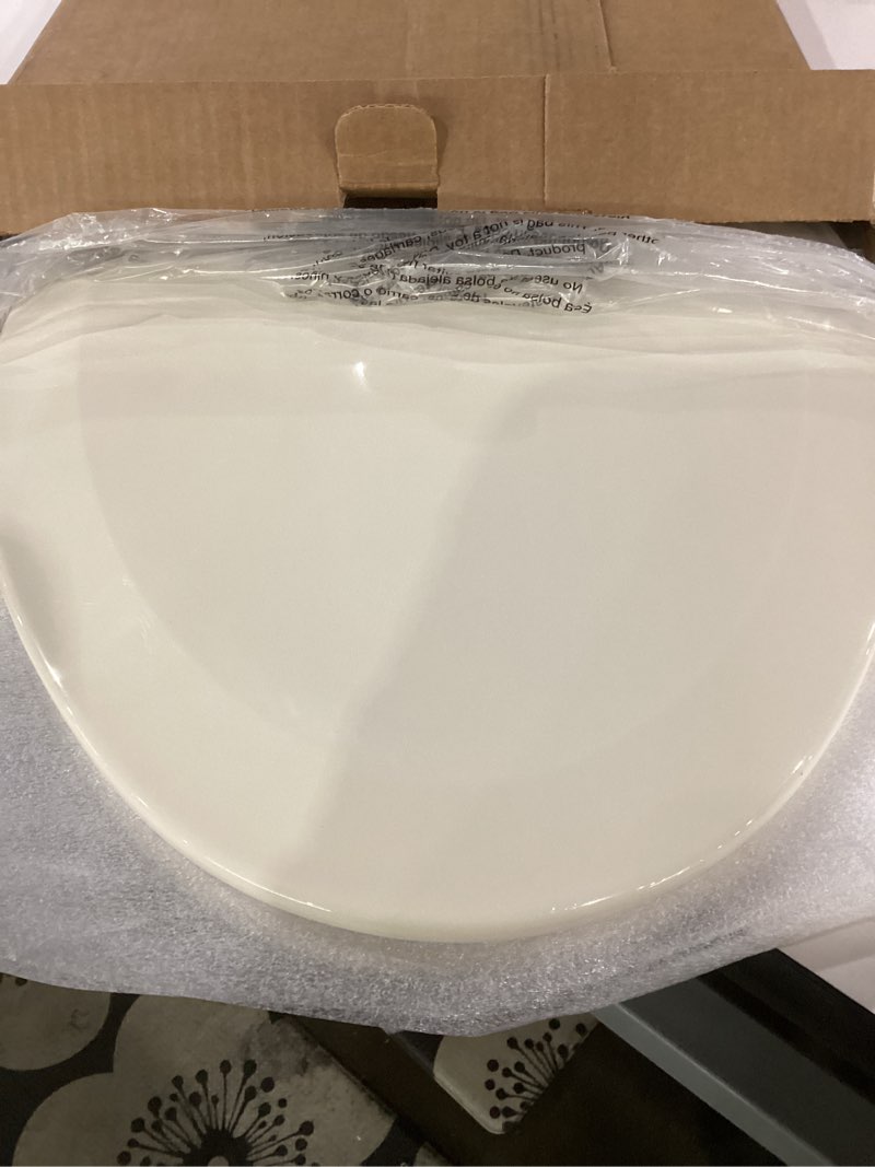 Condition photo showing Good Condition for centoco heavy-duty elongated toilet seat, wood core with scratch-resistant plastic finish, won't crack or fade, residential, made in the usa, dsamaz9-106, bone bone elongated standard / made in the usa
