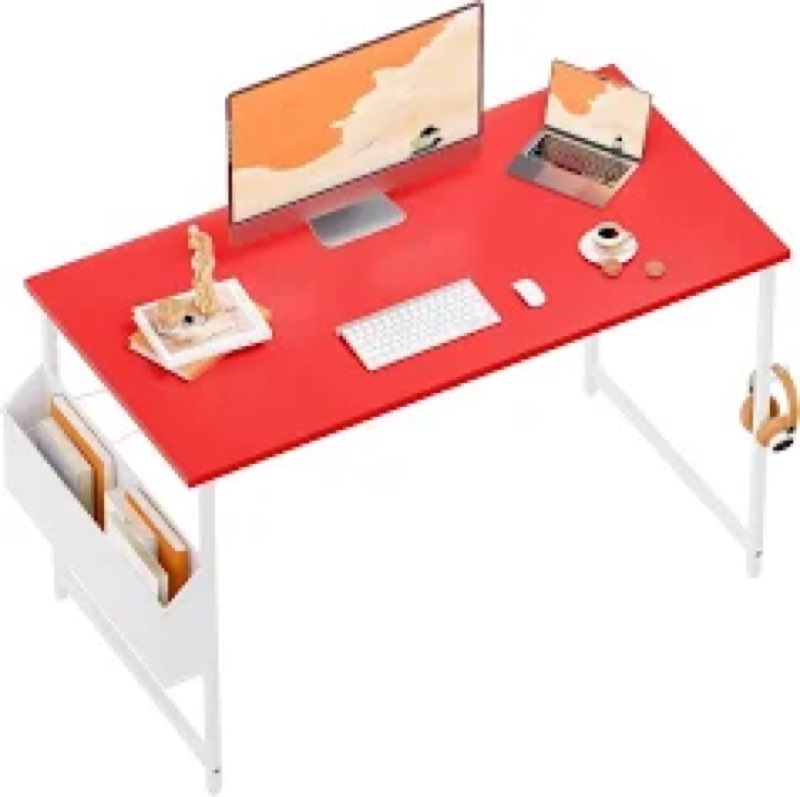 Pamray 32 Inch Computer Desk for Small Spaces with Storage Bag, Home Office Work Desk with Headphone