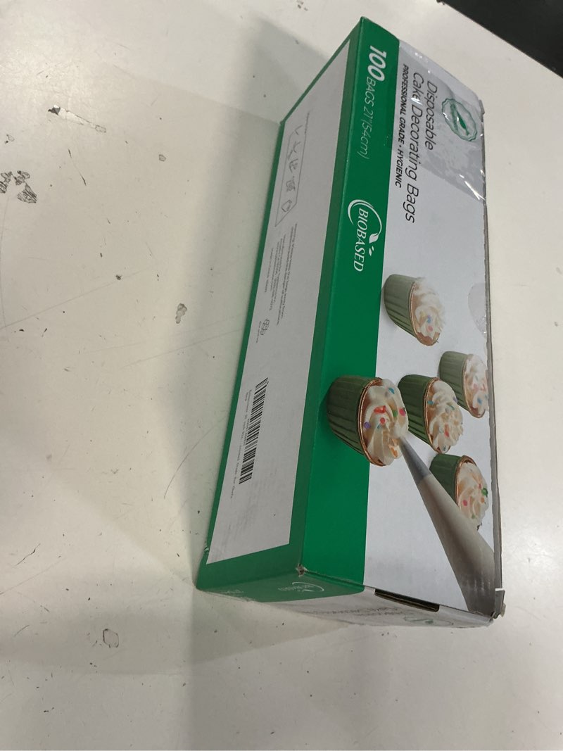 Condition photo showing New/Like New for keenpioneer disposable piping bags, biobased, 21 inch, extra thick cake decorating pastry bags, pack of 100 in a dispenser box, clear, professional grade for chefs and home bakers 21''