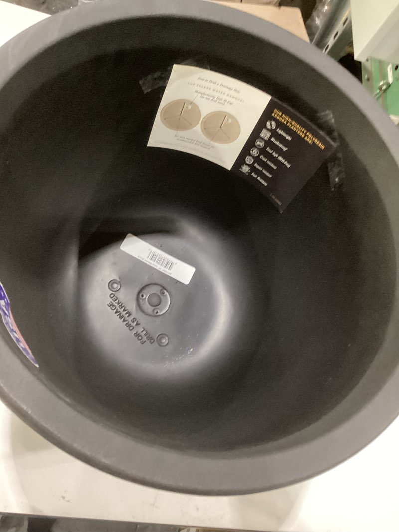 Condition photo showing New/Like New for arbora 16" ibiza polyresin indoor and outdoor planter with classic black finish - durable, weatherpr