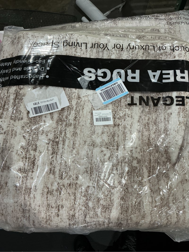 Condition photo showing Good Condition for 10x12 area rug living room: washable large neutral brown rugs abstract soft modern stain resistant indoor floor non-slip carpet for bedroom nursery kids office playroom dining room under table home abstract brown 10' x 12' (rectangular)
