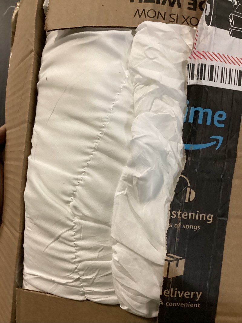 Condition photo showing As Is for andency ruched white twin size comforter sets, shabby chic pleated bedding sets 2 pieces, lightweight soft boho ruffle bed set for girls, kids, women, all season white twin (66"x90")