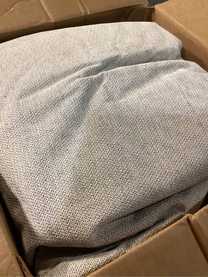 Condition photo showing As Is for yarnscape 9' x 12' washable area rug - low pile soft vintage indoor rug for living, dining or bedroom - lightweight carpet with non-slip backing - foldable for easy placement, blue 9' x 12' (rectangular) texture-blue