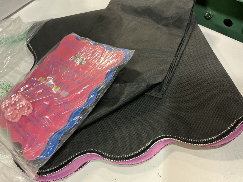 Condition photo showing Good Condition for 22in scalloped mahjong mat?anti slip noise reduction mahjong accessoriemahjong table mat?majiong mat for travel?comes with 4 dice and 1 mahjong mat storage bag,4 mahjong shuffle cards (pink)