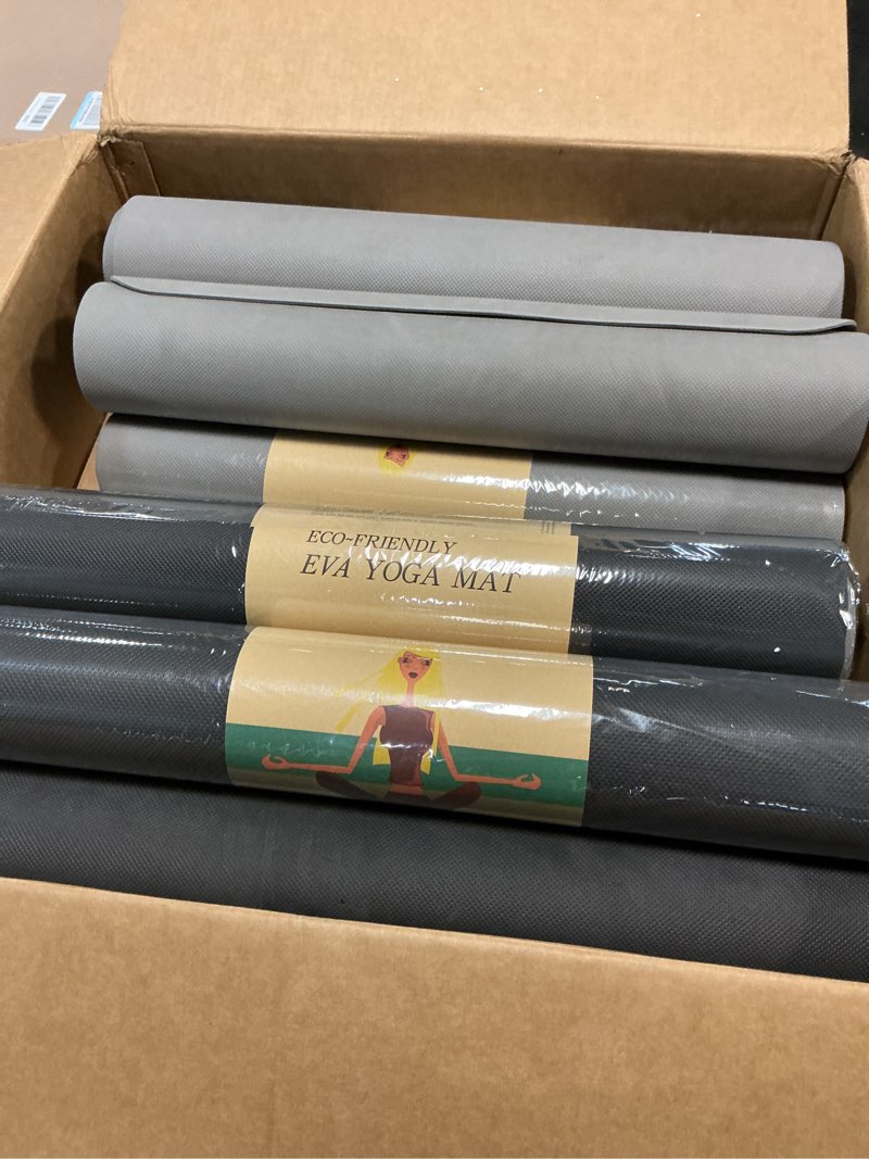 Condition photo showing Good Condition for 10 Pack Yoga Mats Bulk, 68'' x 24'' x 4mm Thick Yoga Mats for Kids and Adult Gym Mats Bundle Latex Free Exercise Mats with Non Slip Texture for Outdoor Yoga, Pilates or Workout Black