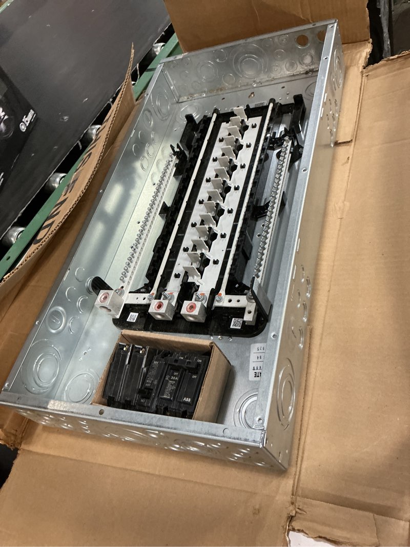 Condition photo showing As Is for 200 amp 30-space 60-circuit indoor main lug plug-on neutral load center value pack (pal3020pa)