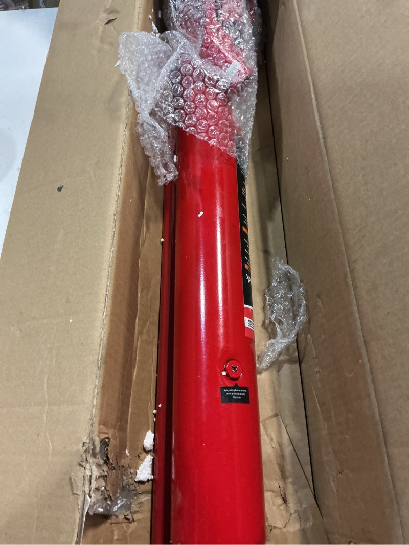 Condition photo showing Good Condition for big red 3 ton (6,000 lb) capacity hydraulic long ram jack with single piston pump and clevis base (fits: garage/shop cranes, engine hoists, and more) w/handle, red, t30306 3 ton/old type