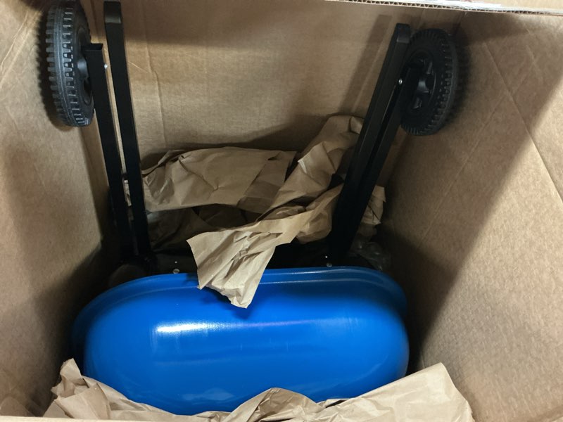 Condition photo showing Good Condition for americana walk-a-bout original square charcoal grill-100% pre-assembled portable steel, blue