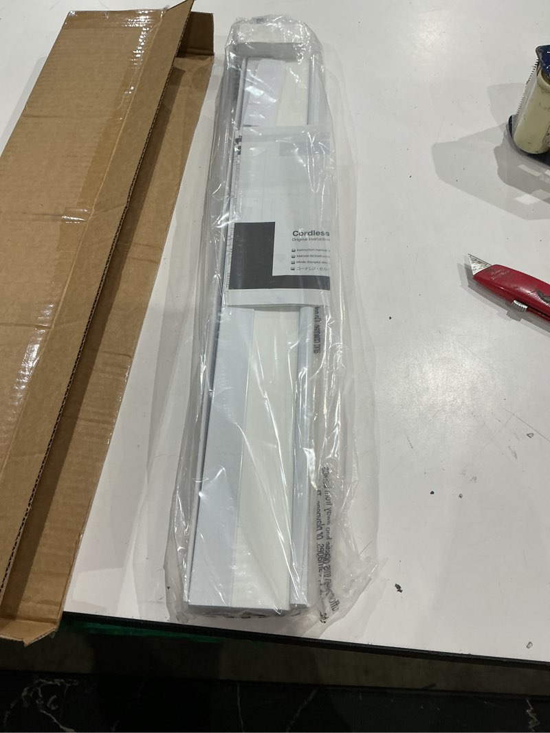 Condition photo showing Good Condition for lazblinds cordless cellular shades for french doors, no drill french door blinds for privacy, light filtering honeycomb shades for front door patio sliding glass door, 1 pack, 22" w x 78" h, white white-light filtering 22"w x 78"h