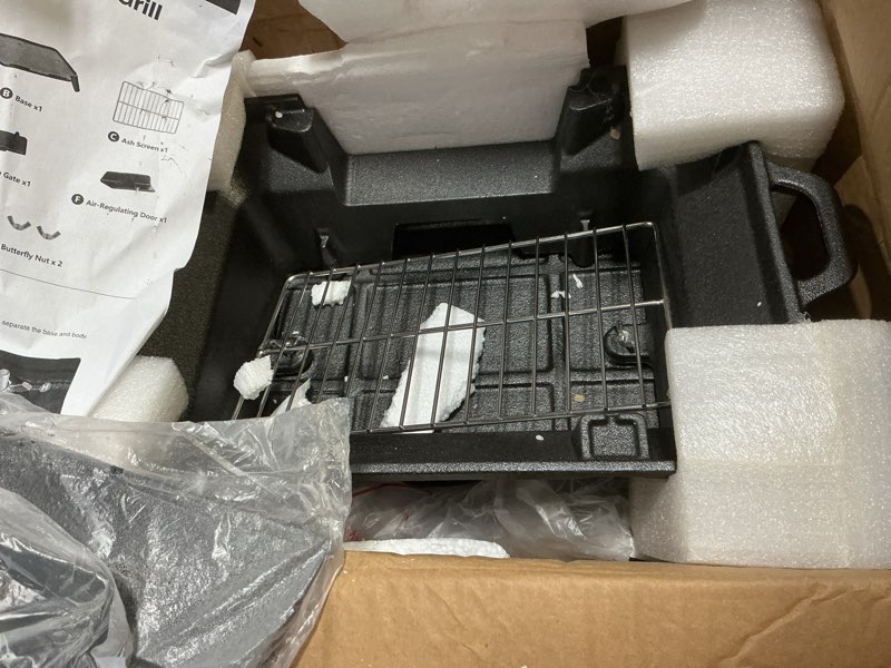 Condition photo showing Good Condition for hibachi grill outdoor, portable mini charcoal grill, pre-seasoned cast iron, small japanese yakitori tabletop skillet grill stove for outdoor camping large