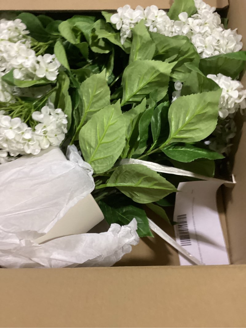 Condition photo showing Good Condition for 2 set faux hydrangea flowers outdoor 26" large hydrangea artificial flowers front porch silk hydrangeas trees decor with uv resistant design pot fake plants for garden yard patio (blue)