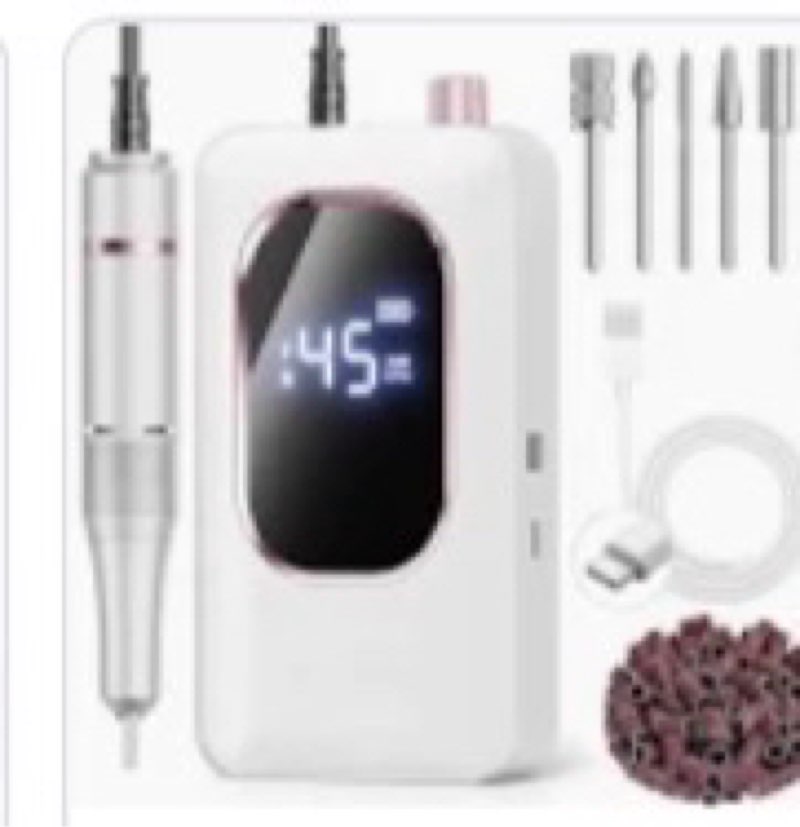 professional electric nail drill 45000rpm, portable nail file for acrylic gel nails, cordless rechar