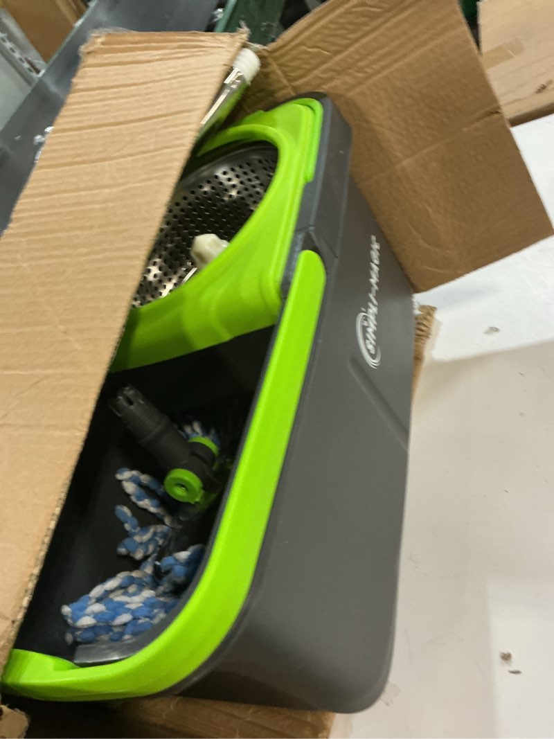 Condition photo showing As Is for SIMPLI-MAGIC 360° Spin Mop and Bucket with Wringer – 3 High-Absorbent Microfiber Washable Heads, Soap Dispenser – Spinning Mop and Bucket Set for All Types Floor Cleaning Black/Green Spin Mop