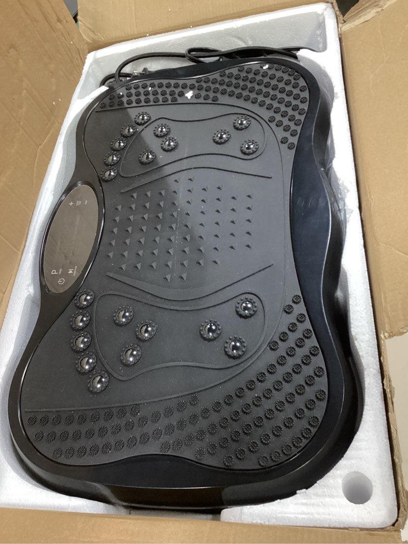 Condition photo showing Good Condition for vibration plate exercise machine, 130 levels full body workout vibrating plate for lymphatic drainage weight loss, 450 lbs capacity shake platform with resistance bands bluetooth for women men