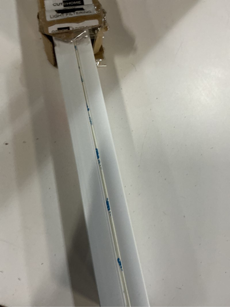 Condition photo showing As Is for blindsavenue cordless pleated window shades, easy install, no drill no tools, white, light filtering blinds, size 35.5" w x 64" h white 35.5"w x 64"h