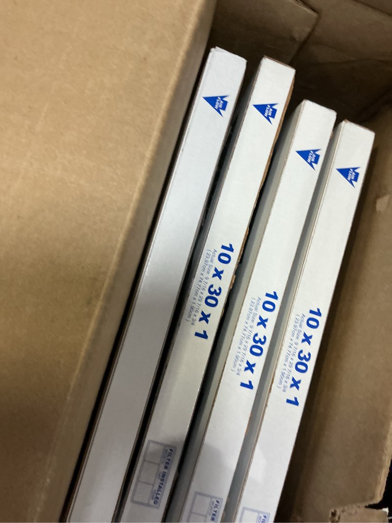 Condition photo showing New/Like New for nordic pure 10x30x1 (actual size: 9 7/16 x 29 7/16 x 3/4) furnace air filters merv 8 pleated plus carbon 4 pack merv 8 + carbon 4 pack