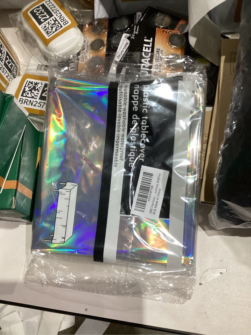 Condition photo showing New/Like New for 3 Pack Plastic Tablecloth Decorations, Colorful Tablecloth Wonderland Disposable Table Cover for Halloween Christmas Birthday Party Holiday New Year Party Supplies Decorations, 54x108 Inch