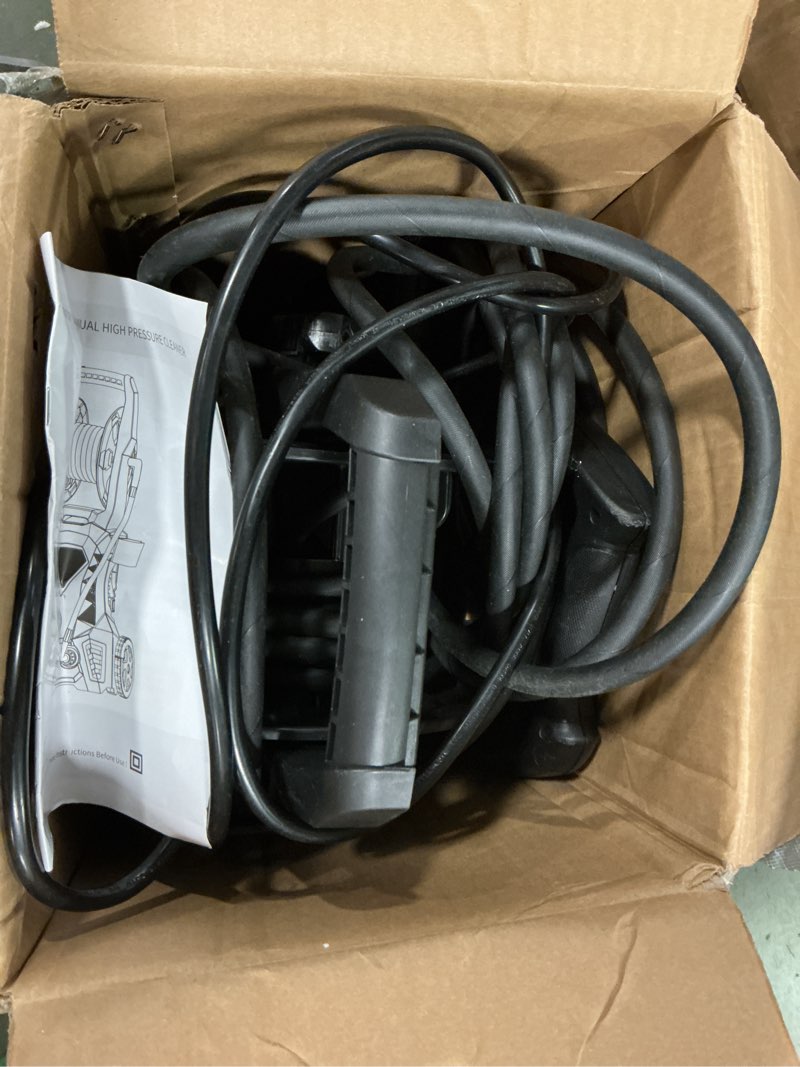 Condition photo showing As Is for 5000PSI Electric Pressure Washer - 2025 New Electric Power Washer with Upgraded 33ft Pressure Washer Hose Reel, Foam Cannon, 4 Nozzle Set, Power Washer for House/Patios/Car/Fence, Green