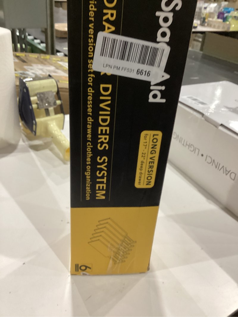 Condition photo showing Good Condition for SpaceAid Bamboo Dresser Drawer Dividers 6 Pack, 4.65“ High Adjustable 17“-22” Drawer Organizers, Expandable Organization for Clothing, Clothes, Dressers, Natural 4.65''H, 17''-22''L NATURAL