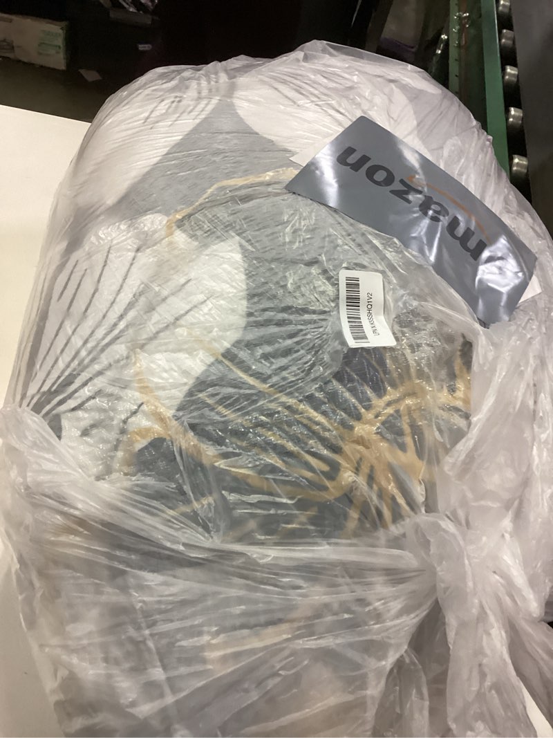 Condition photo showing As Is for Menghomeus California King Comforter Set Black/Gold Floral Bedding Comforter Sets, Soft Microfiber Bed Set for All Season 3 Piece Botanical Flowers Comforter, Pillowcases California King Black / Gold