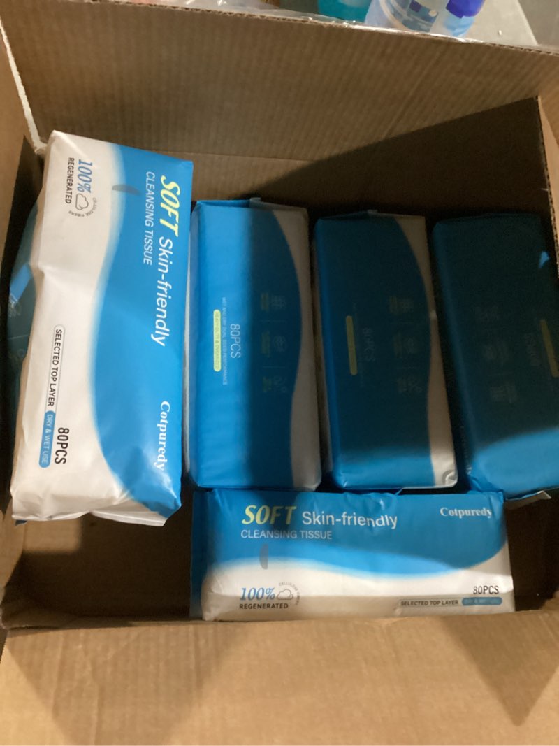 Condition photo showing Good Condition for Cotpuredy tissue - 6pcak of 80pcs Soft Portable Travel Tissues for Sensitive Skin, Soothing and Gentle Tissues Bulk for Nose White-6Pack 80pcs