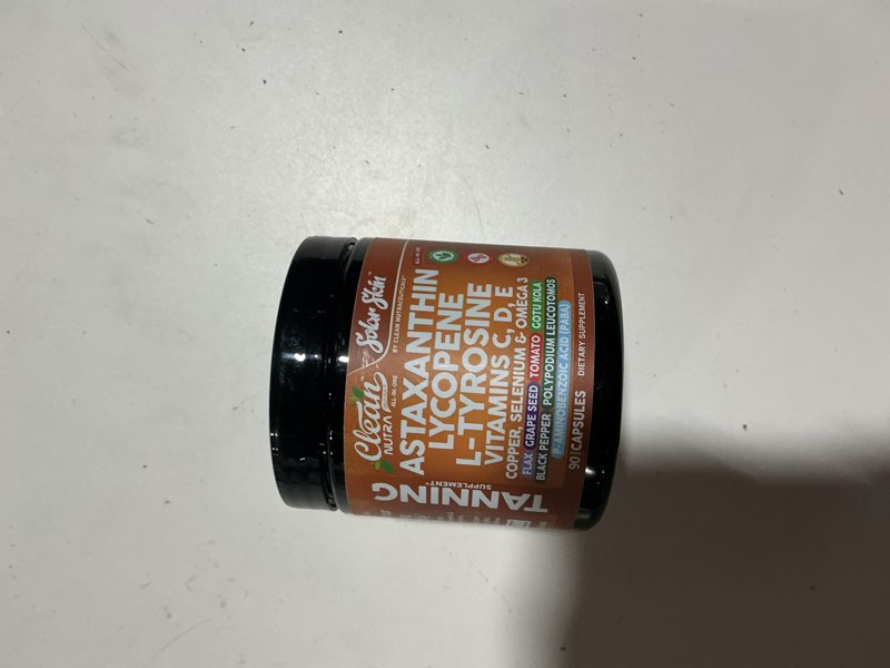 Condition photo showing Good Condition for solar skin astaxanthin tanning supplement lycopene l-tyrosine vitamins a c d e, paba beta carotene selenium grapeseed extract omega 3 flax seed copper capsules by clean nutra