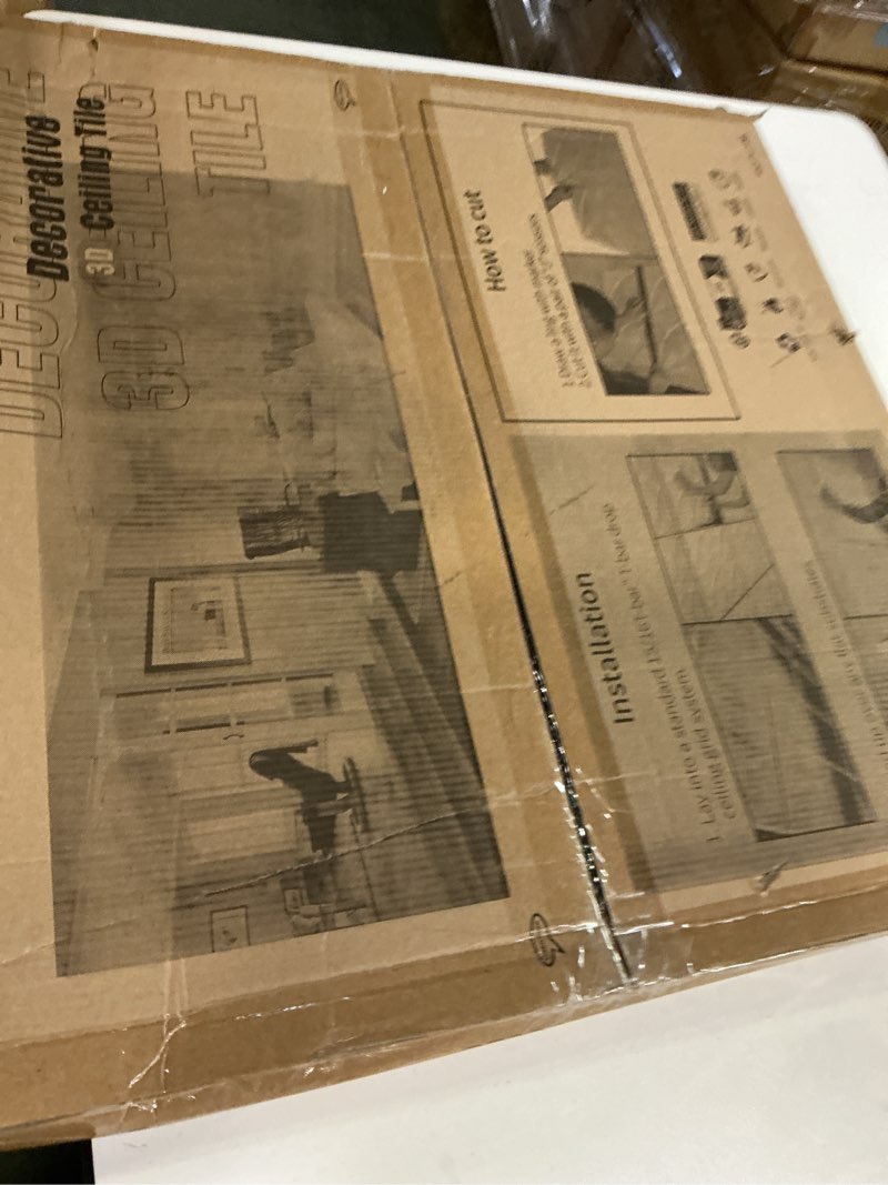 Condition photo showing New/Like New for Art3d Drop Ceiling Tiles, Glue up Ceiling Tiles, 2'x2' Plastic Sheet in Black (12-Pack, 48 Sq.ft)