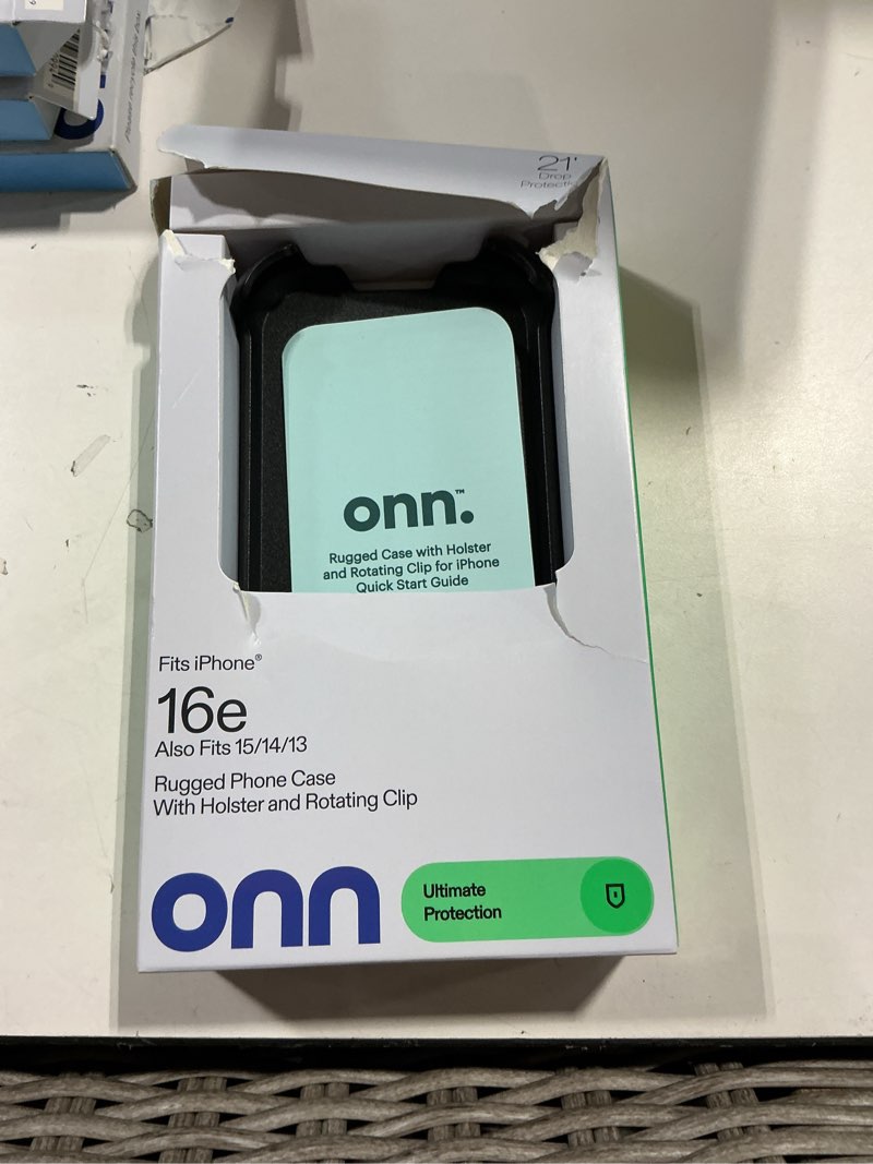 Condition photo showing As Is for only clip onn. rugged phone case with holster for iphone 16e / iphone 15 / iphone 14 / iphone 13 - clear