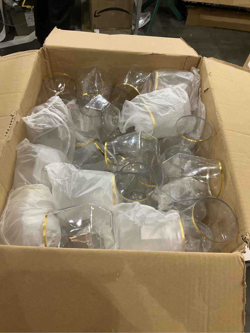 Goodluck 80 PCS Diamond Stemless Plastic Wine Whiskey Glasses, 12 Oz Disposable Cocktail Glasses, Su