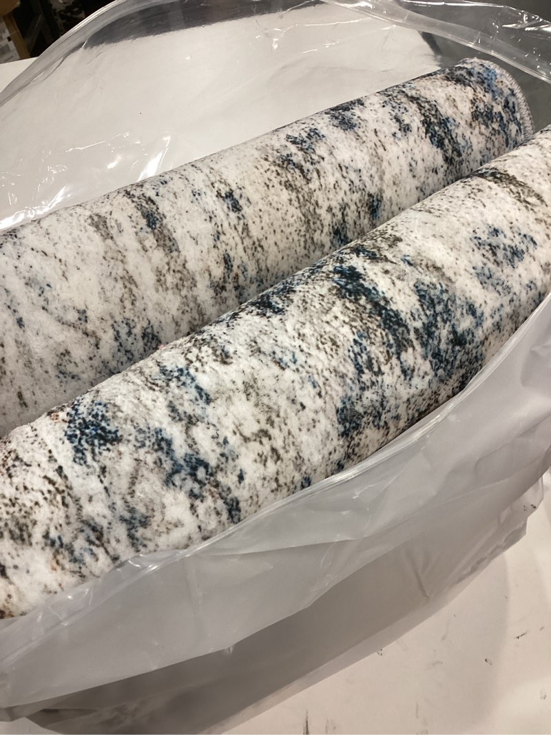 Condition photo showing Good Condition for Washable Area Rug 8x10, Large Soft Rugs for Living Room Vintage 8x10 Area Rugs for Bedroom Dining Room Non-Slip Stain Resistant Under Table Blue Ivory Rug Blue/Ivory 8' x 10' (Rectangular)