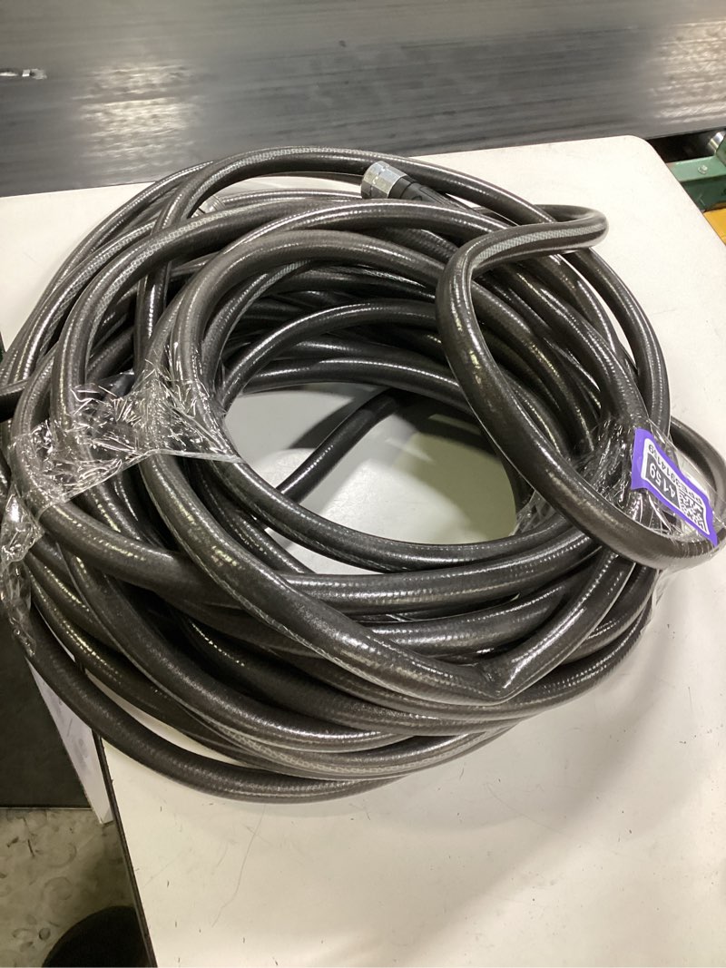 Condition photo showing As Is for neverkink teknor apex 5/8-in x 100-ft heavy-duty kink free vinyl gray coiled hose