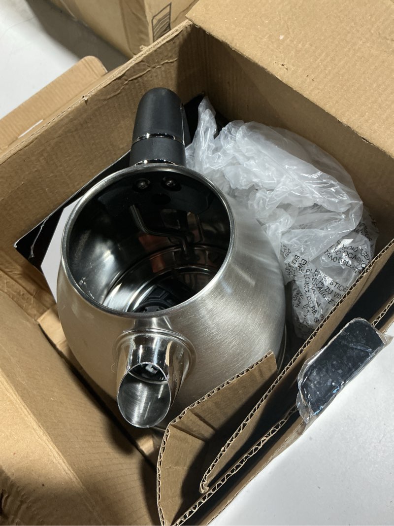 Condition photo showing Good Condition for OVENTE 1.7L Electric Kettle, 1500W Fast Boiling Water Heater for Coffee or Tea with Stainless Steel BPA-Free and Cordless Body, Auto Shut-Off, Boil-Dry Protection and Removable Filter, Silver KS777S Silver Matte 1.8 Quarts