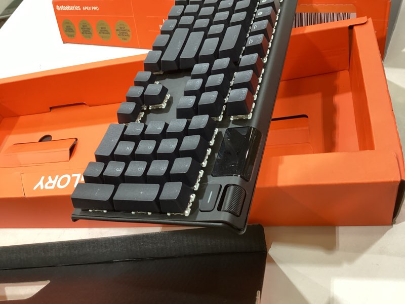 Condition photo showing As Is for SteelSeries Apex Pro Gen 3 OmniPoint 3.0 HyperMagnetic Switches — Adjustable Actuation — Rapid Trigger — Game-Ready Presets — Protection Mode — Rapid Tap/SOCD — OLED — RGB — PBT Keycaps — USB-C Black Pro Full Size Gen 3 Wired