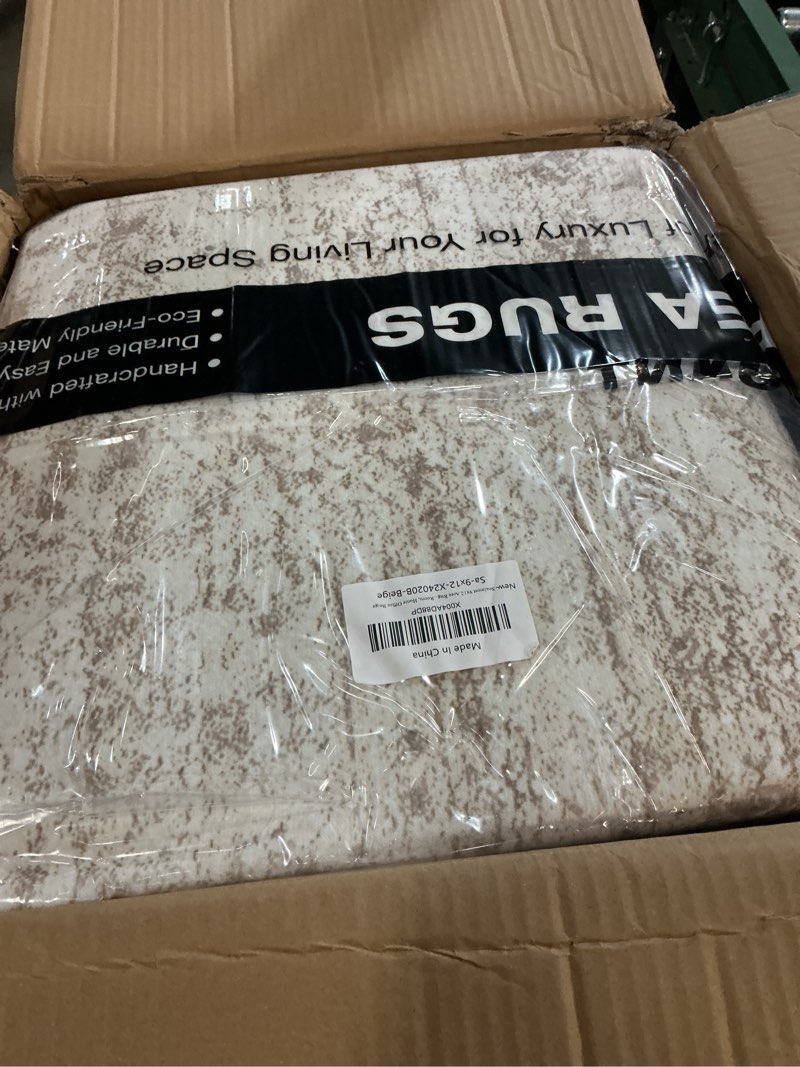 Condition photo showing New/Like New for soalmost 9x12 area rugs for living room, non slip machine washable vintage rugs, low pile lightweight large rug for bedroom, dining room, home office beige beige 9' x 12' (rectangular)